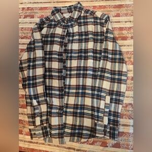 Croft & Barrow FlannelNavy and Cream, Blue, Tan Flannel Plaid Shirt. Never Worn.
